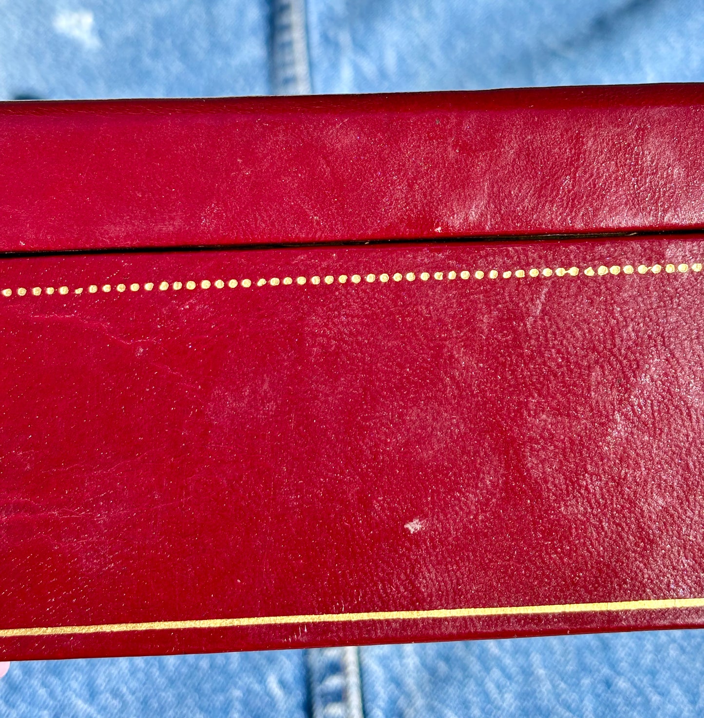 Vintage Burgundy Jewelry Box (with key!!)