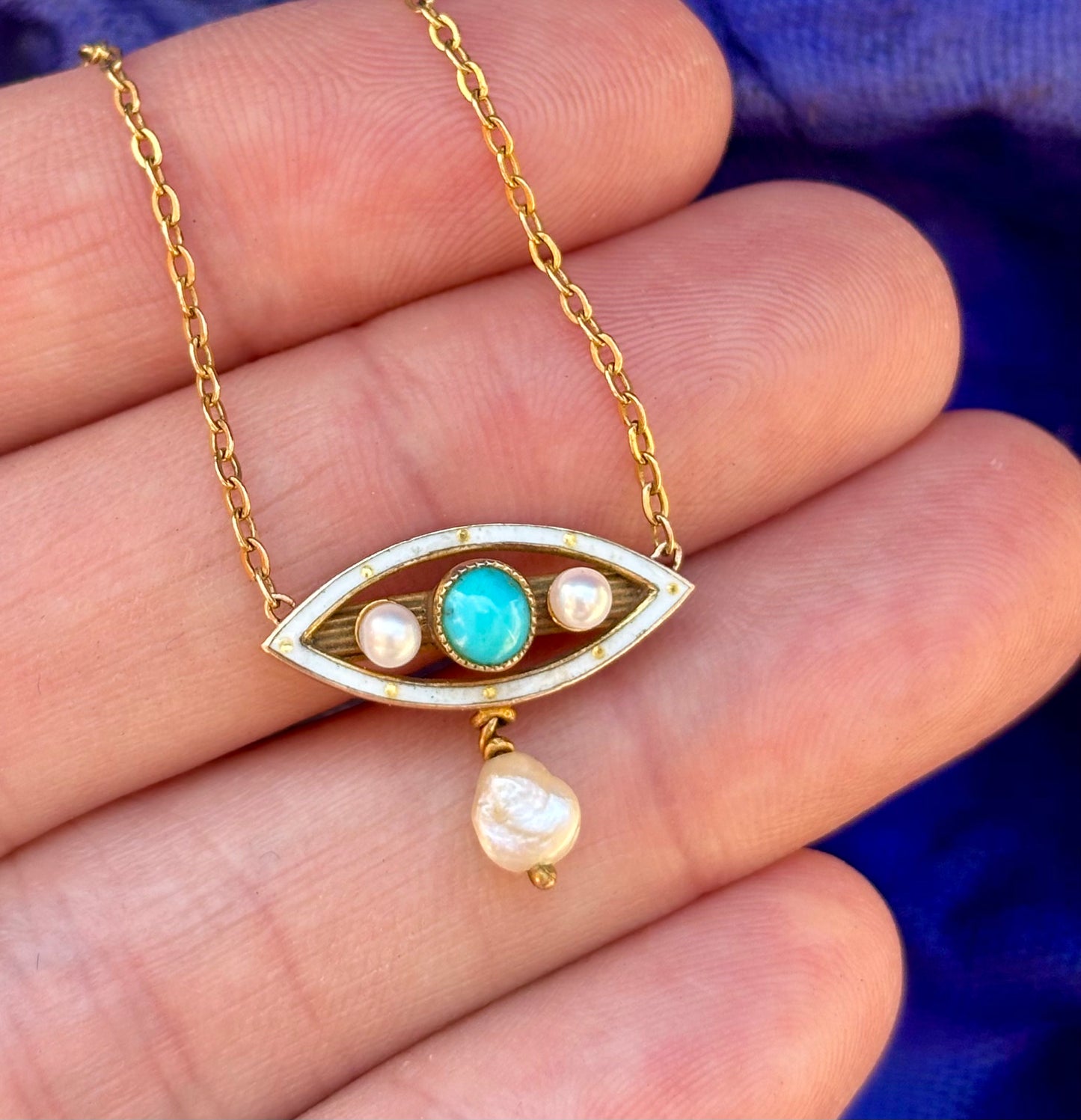 Pearl & Turquoise Evil Eye Talisman