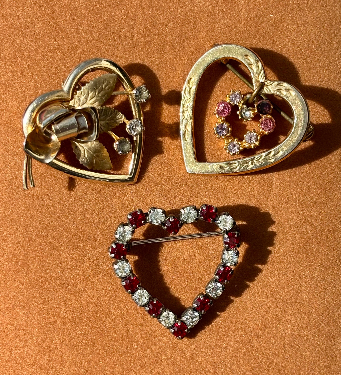 Trio of Heart Brooches
