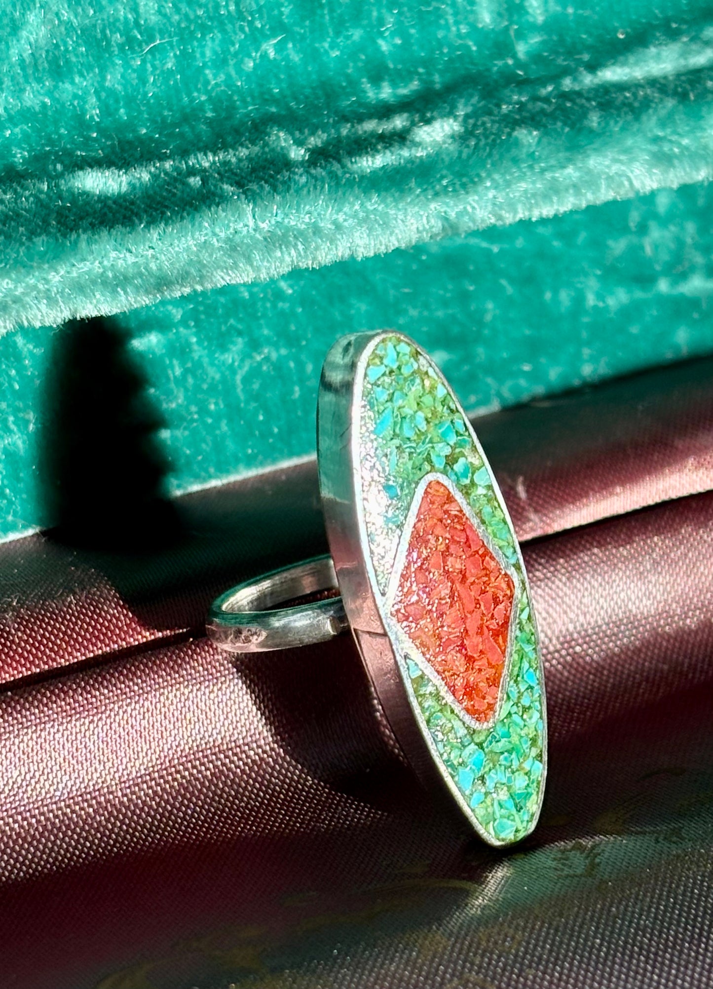 Red "Diamond" Navette Ring