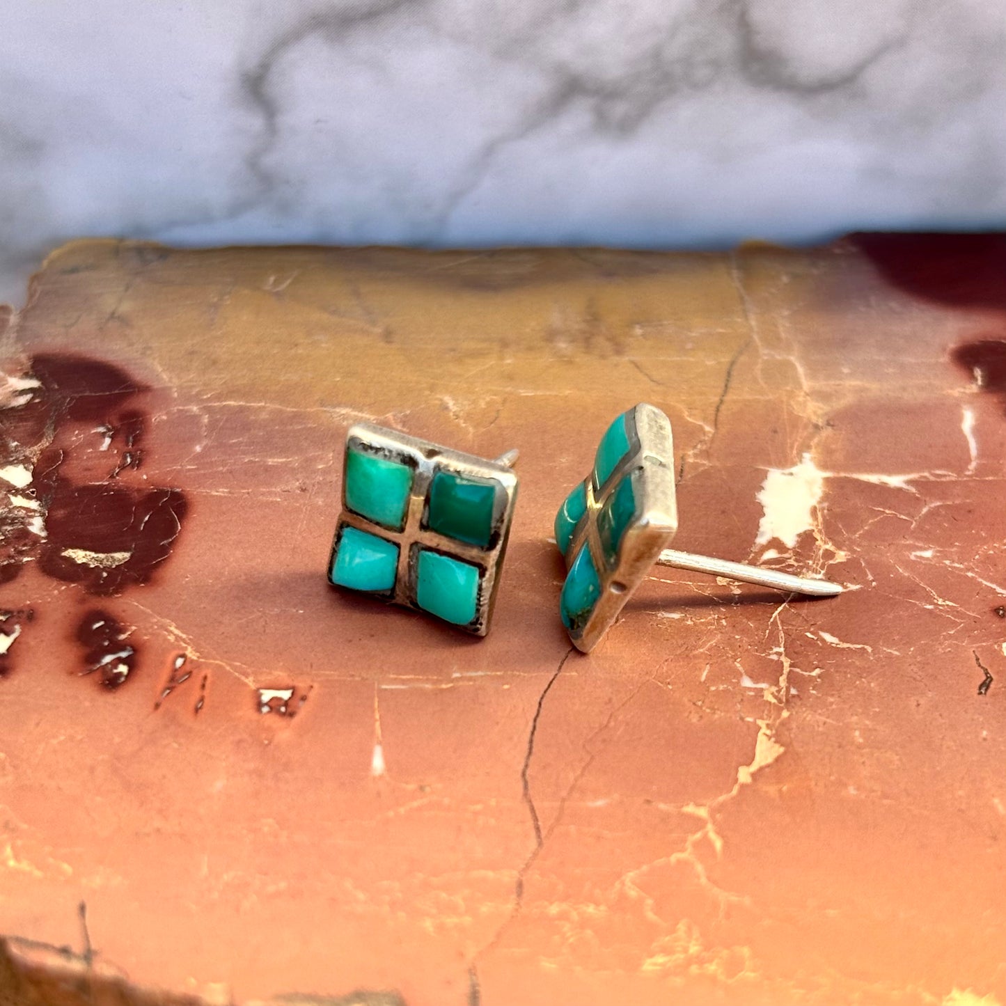 Turquoise Quatrefoil Studs