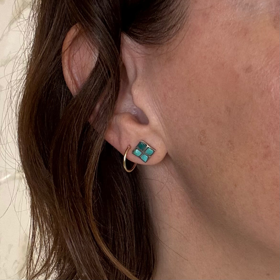 Turquoise Quatrefoil Studs