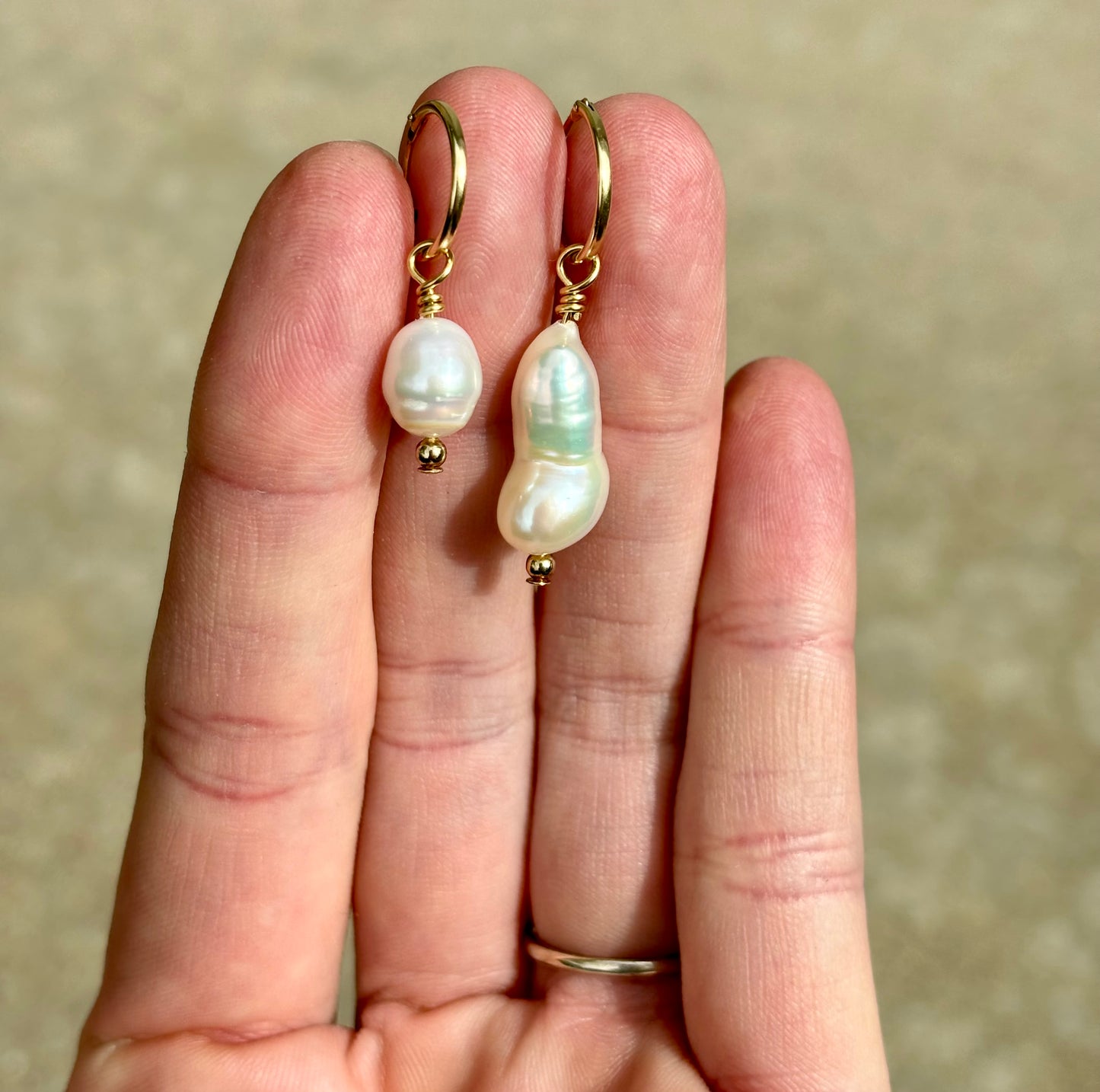 Huggie Hoops with Pearl Droplets