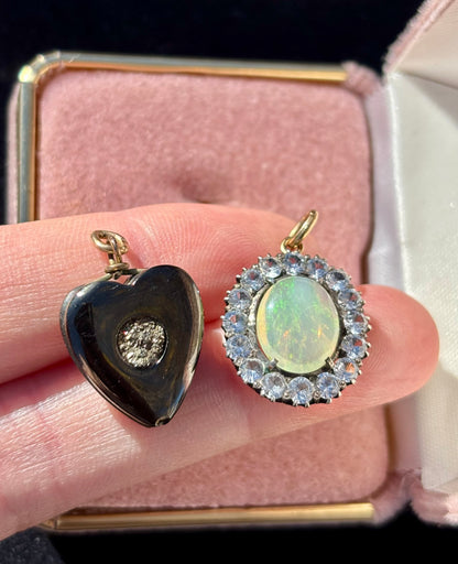 Jet and Pyrite Heart Pendant