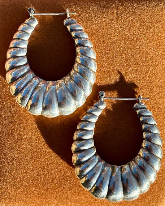 Vintage sterling silver shrimp hoop earrings