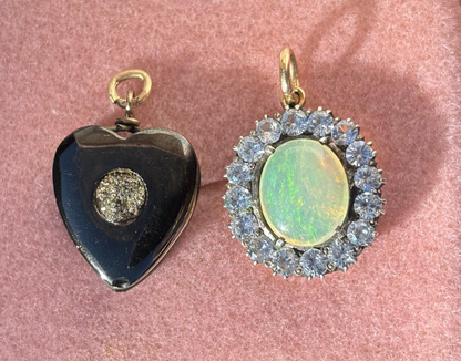 Jet and Pyrite Heart Pendant