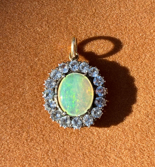 Opal Pendant with Halo