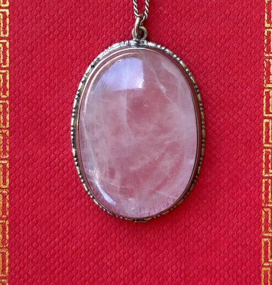 Art Deco Rose Quartz Pendant