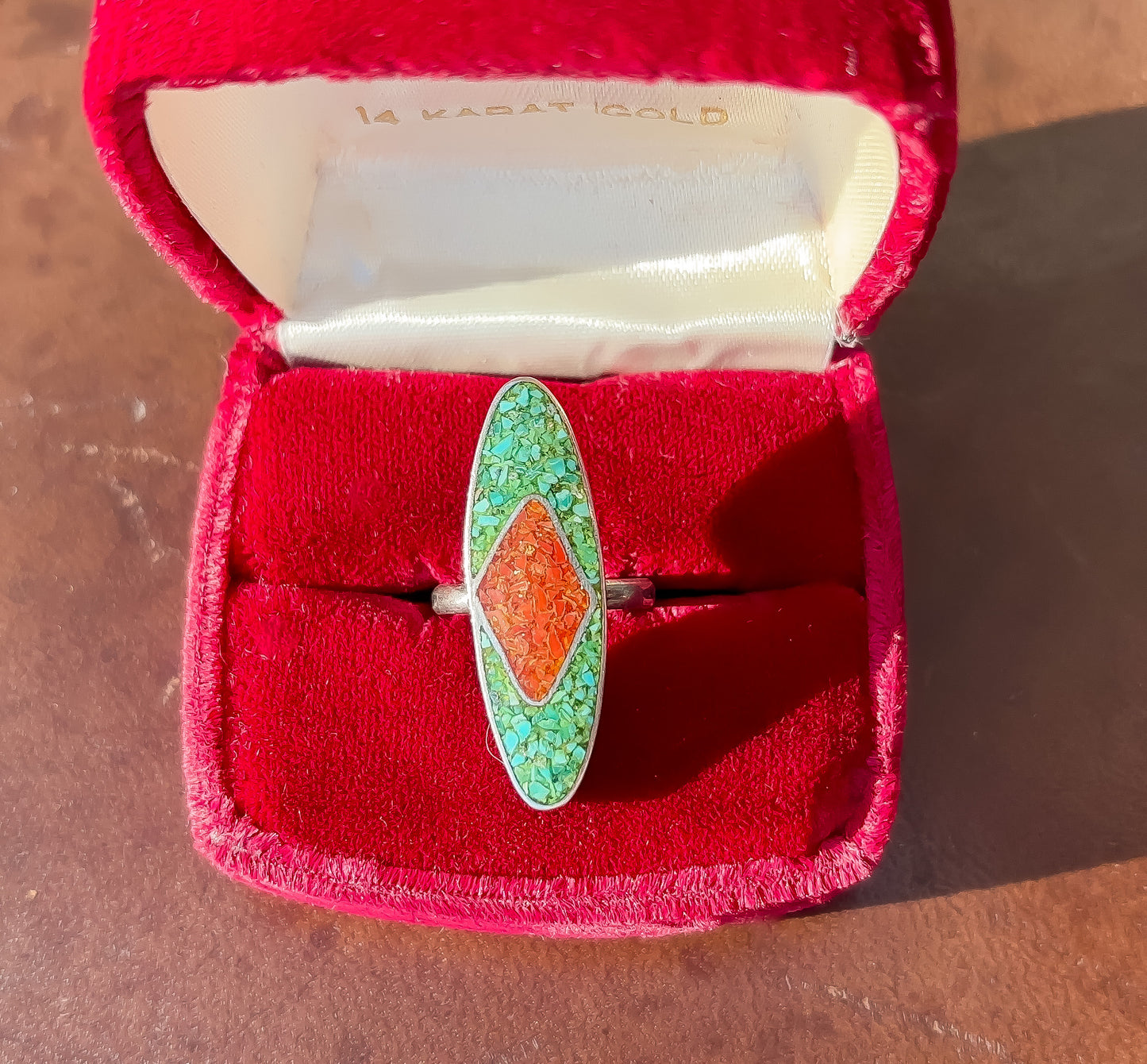 Red "Diamond" Navette Ring