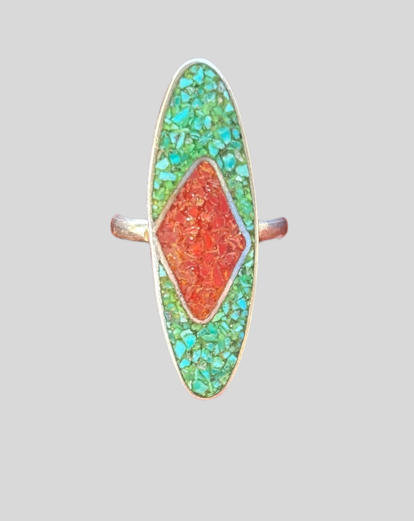 Red "Diamond" Navette Ring