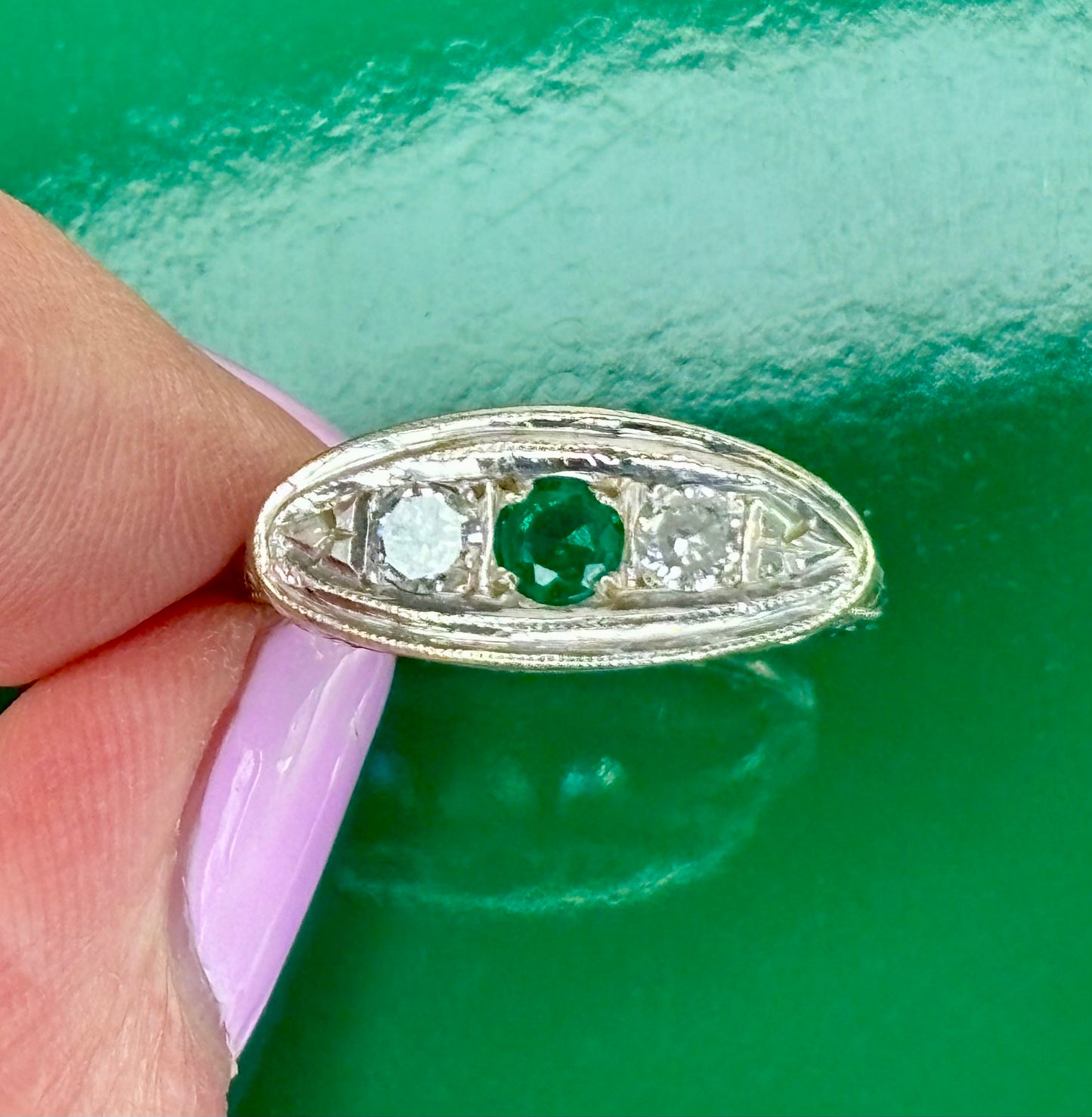 Art Deco Emerald & Diamond Ring