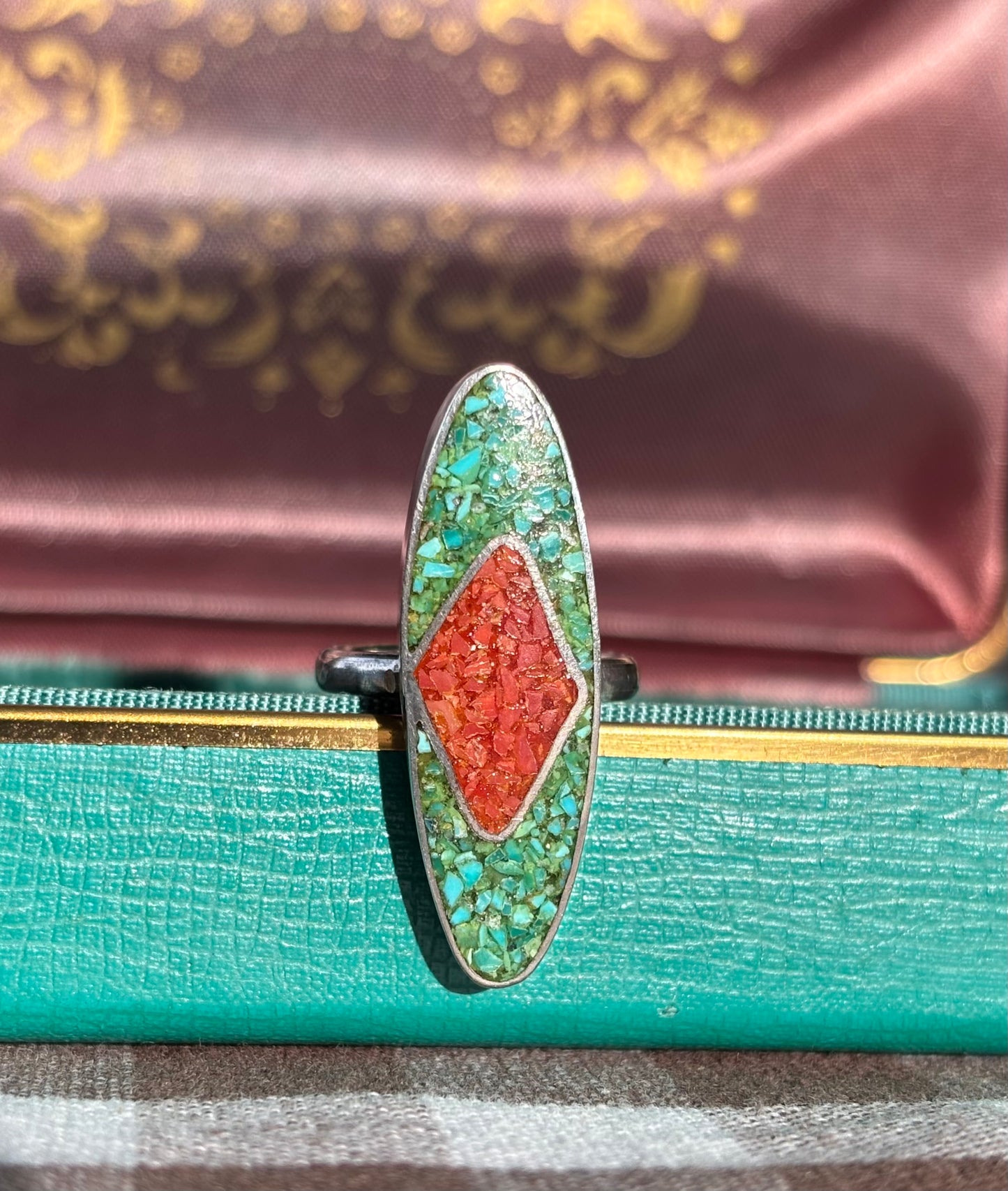 Red "Diamond" Navette Ring