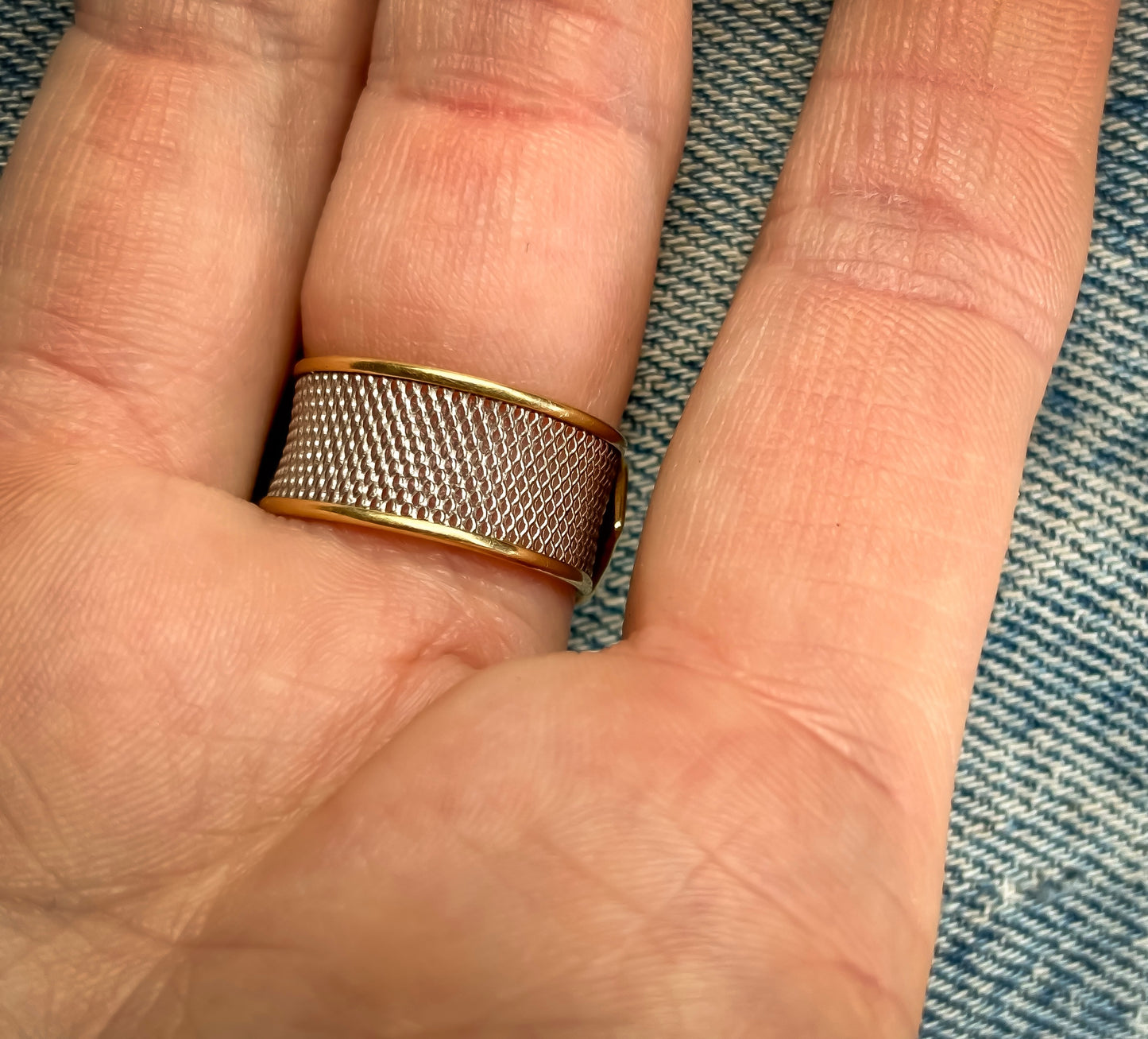 Textured Platinum band with gold detail