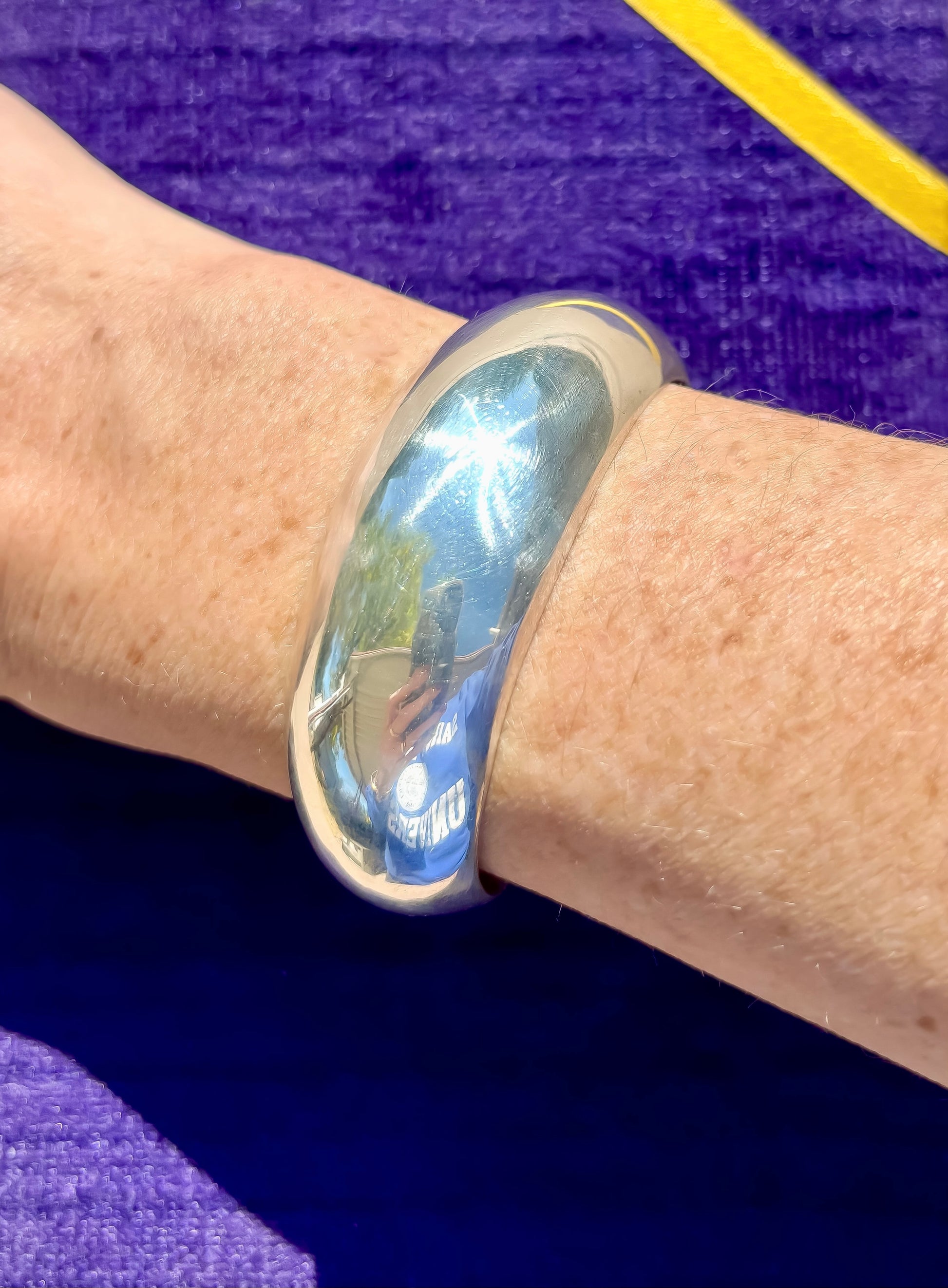 sterling silver cuff bracelet with a high polish