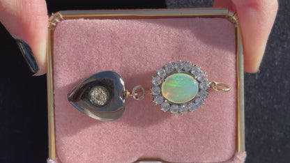 Jet and Pyrite Heart Pendant