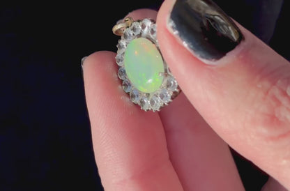 Opal Pendant with Halo